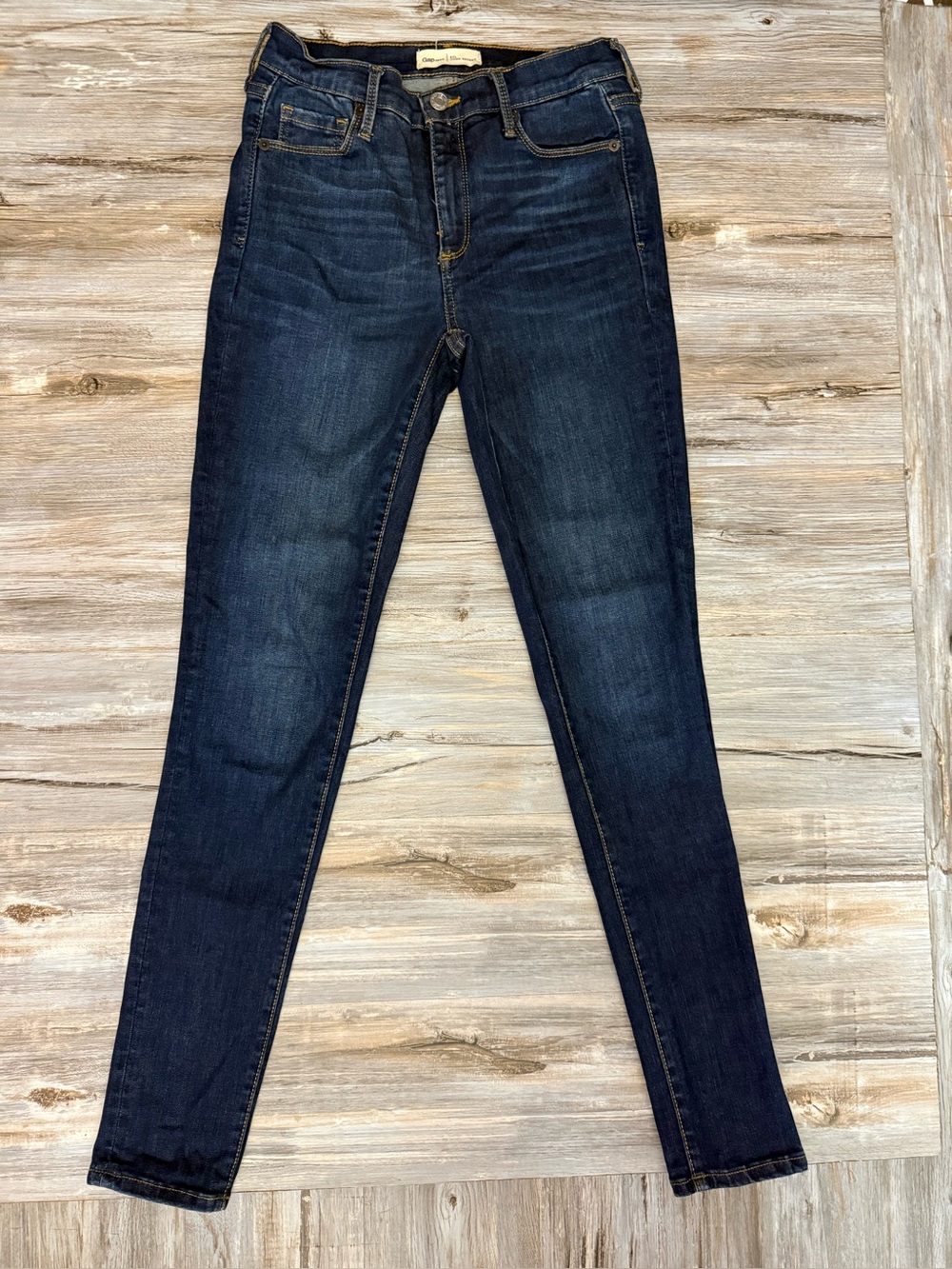 Gap 1969 True Skinny Jeans Women’s 4L Long Dark Blue Denim Mid Rise Stretch